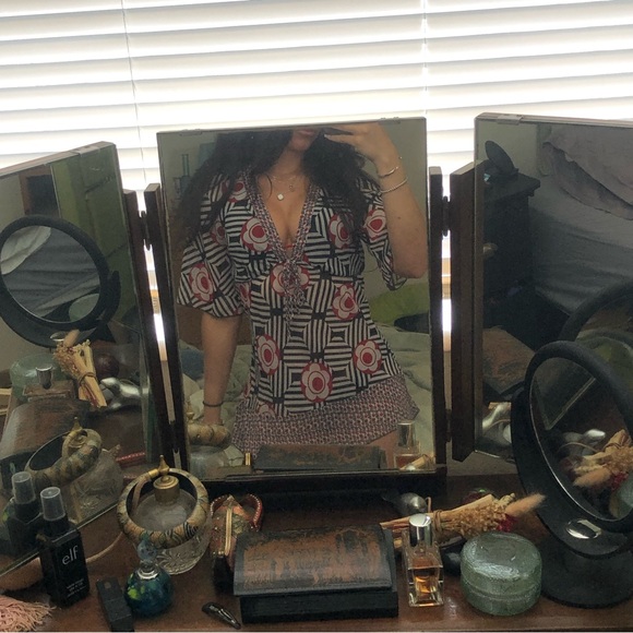 Semi sheer geometric floral coverup dress/top - Picture 5 of 6